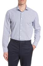 Men's Nordstrom Men's Shop Tech-smart Trim Fit Plaid Dress Shirt 34/35 - Blue