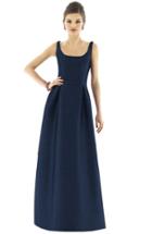 Women's Alfred Sung Scoop Neck Dupioni Full Length Dress - Blue