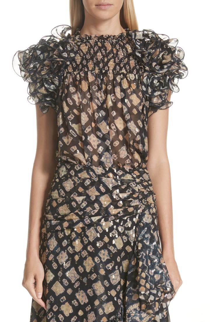 Women's Ulla Johnson Melina Silk Blend Blouse - Black