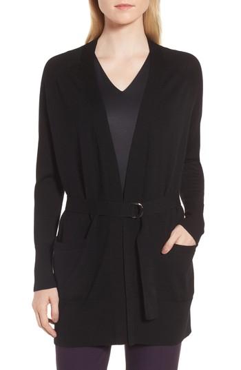 Women's Boss Fosta Belted Wool Sweater Jacket - Black