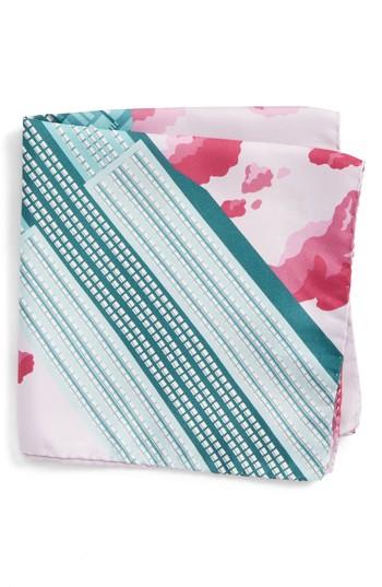 Men's Eton Empire State Building Silk Pocket Square, Size - Green
