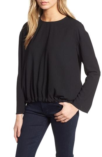 Women's Trouve Draped Back Tie Blouse, Size - Black