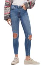 Women's We The People By Free People High Rise Busted Knee Skinny Jeans - Blue