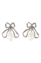 Women's Oscar De La Renta Bow & Imitation Pearl Drop Earrings