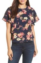 Women's Halogen Layered Floral Top, Size - Blue
