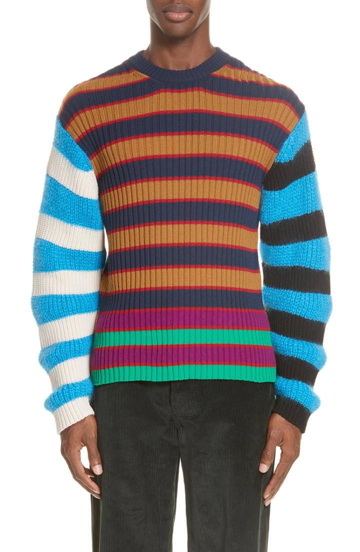 Men's Kenzo Multistripe Wool Blend Sweater - None