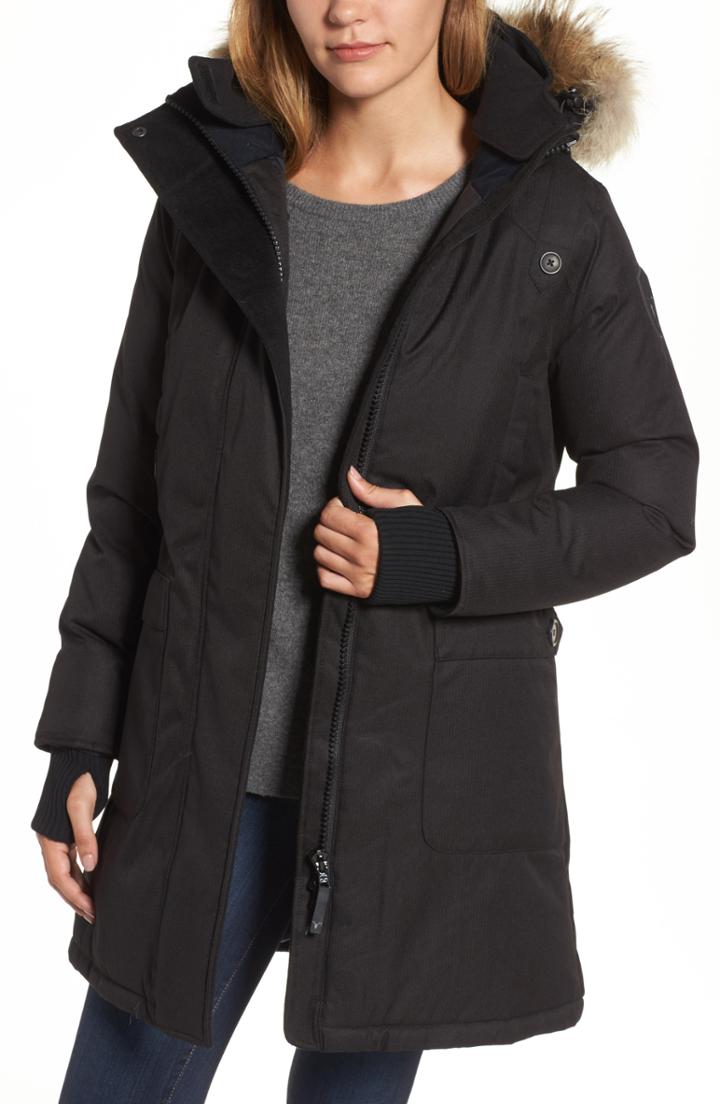 Women's Nobis Meredith Hooded Down Parka With Genuine Coyote Fur Trim