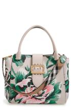 Burberry Medium Buckle Floral Calfskin Leather Tote -
