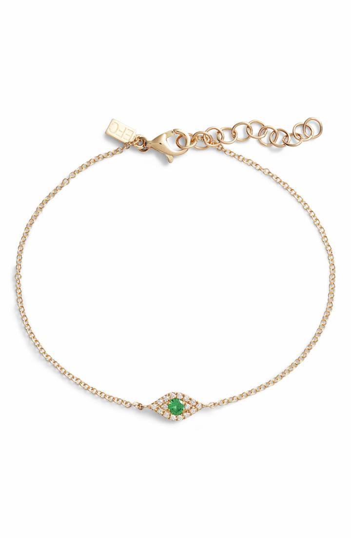 Women's Ef Collection Evil Eye Diamond & Tsavorite Line Bracelet