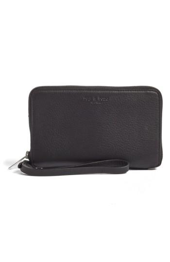 Rag & Bone Zip Around Leather Smartphone Wallet - Black
