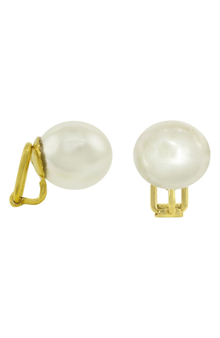 Women's Majorica Round Simulated Pearl Clip Earrings