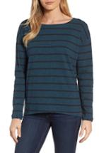 Women's Eileen Fisher Stripe Organic Cotton Top, Size - Blue