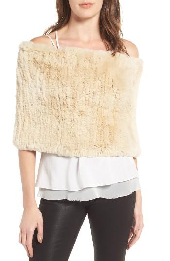 Women's Dena Genuine Rabbit Fur Capelet, Size - White