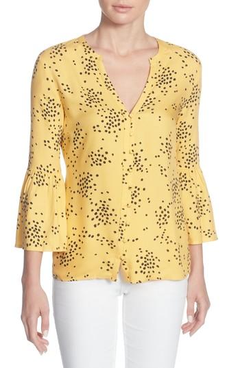 Women's Catherine Catherine Malandrino Colette Ruffle Sleeve Blouse - Yellow