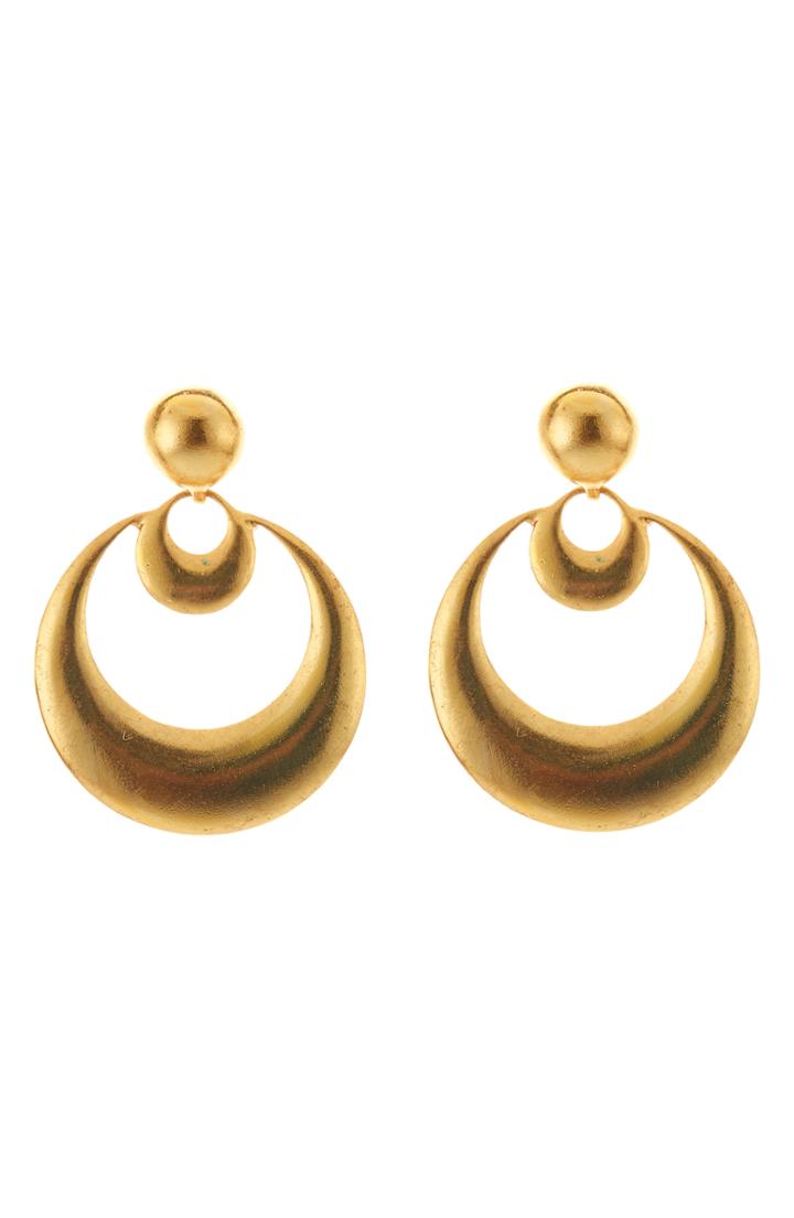 Women's Oscar De La Renta Moon Hoop Earrings