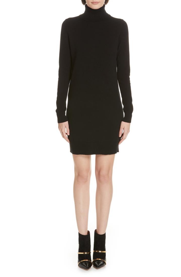 Women's Theory Cashmere Turtleneck Sweater Dress, Size - Black