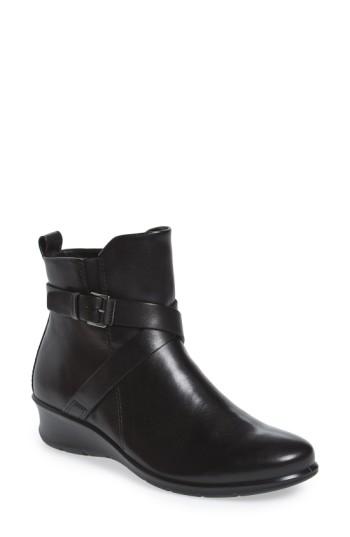 Women's Ecco 'felicia' Strappy Zip-up Wedge Bootie -8.5us / 39eu - Black