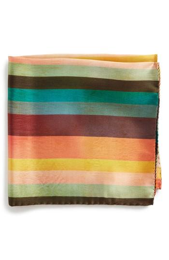 Men's Paul Smith Artist Stripe Silk Pocket Square, Size - White