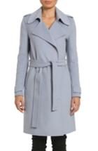 Women's Badgley Mischka Alexis Double Face Wool Blend Long Wrap Coat - Blue