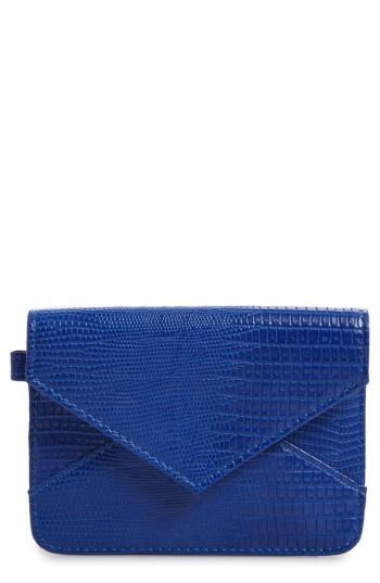 Women's Bp. Embossed Faux Leather Flap Card Case - Blue