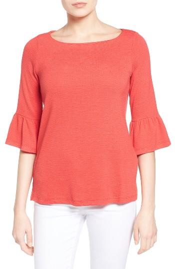 Women's Pleione Stripe Knit Bell Sleeve Top - Red