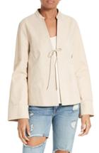 Women's Frame Mandarin Tie Front Suede Shirt