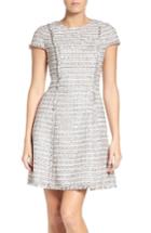 Women's Eliza J Tweed Fit & Flare Dress - Grey