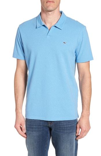 Men's Vineyard Vines Solid Linen & Cotton Polo - Blue