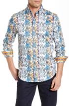 Men's Robert Graham Gaspar Tailored Fit Print Sport Shirt - Orange