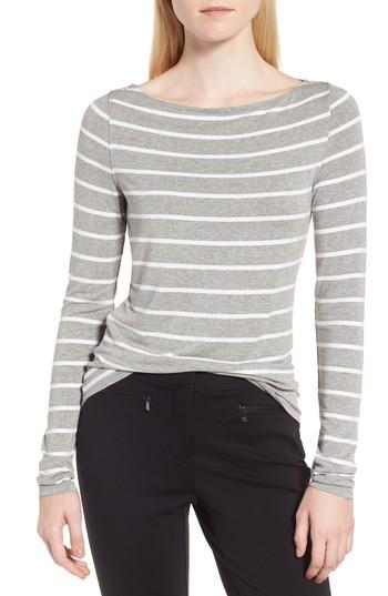 Women's Nordstrom Signature Long Sleeve Bateau Neck Tee - Grey
