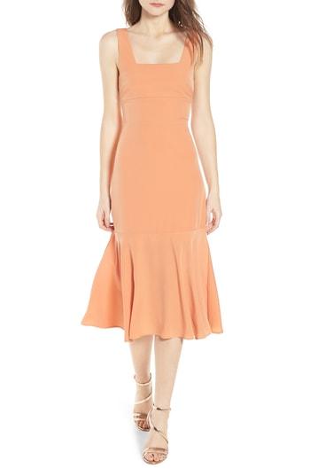 Women's 4si3nna Double Tie Back Midi Dress - Orange