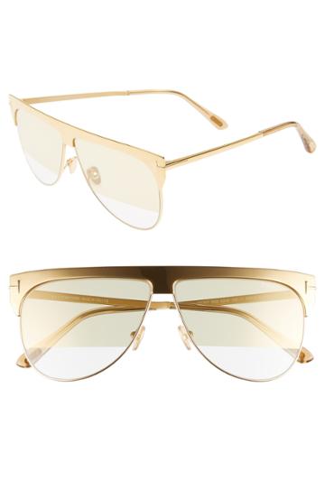 Women's Tom Ford Winter 62mm Rectangular Sunglasses - Endura Gold/ Beige/ Gold