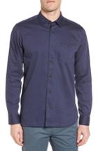 Men's Ted Baker London Skwere Trim Fit Sport Shirt (l) - Blue