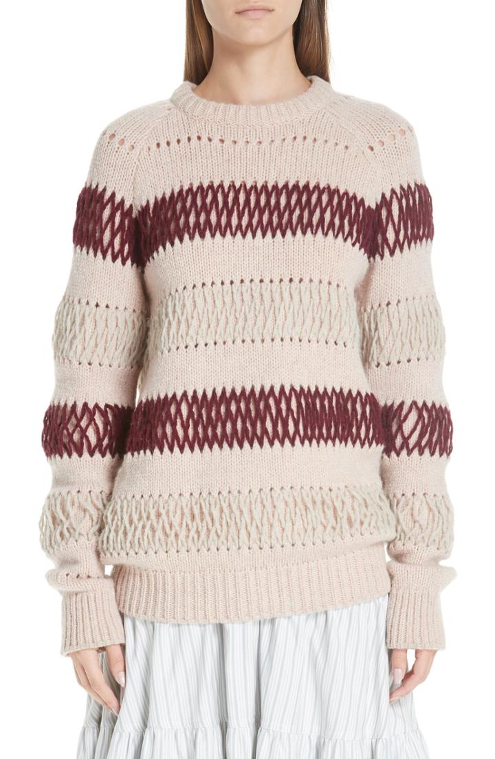 Women's Calvin Klein 205w39nyc Embroidered Stripe Wool Sweater