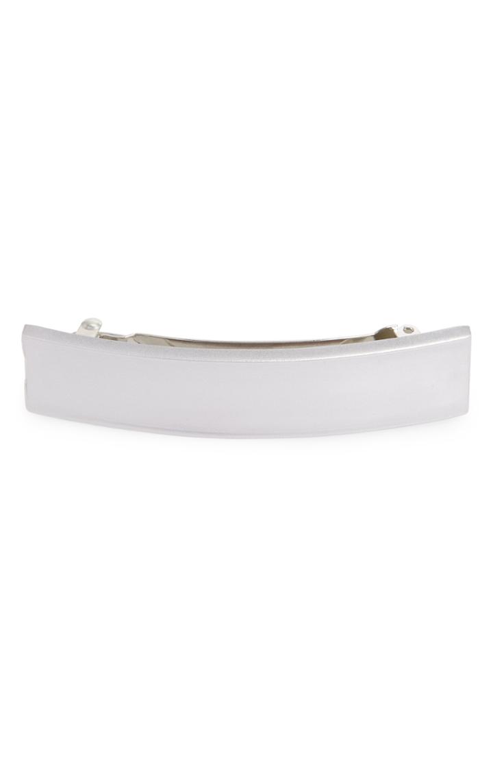 France Luxe Grooved Rectangle Barrette, Size - Metallic