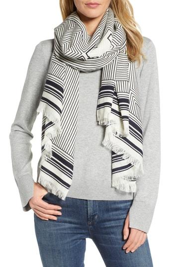 Women's Tory Burch Fine Lines Logo Scarf