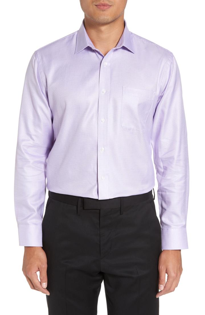 Men's Nordstrom Men's Shop Trim Fit Microgrid Dress Shirt .5 - 32/33 - Purple