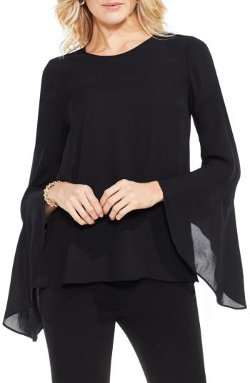 Petite Women's Vince Camuto Bell Sleeve Blouse P - Black