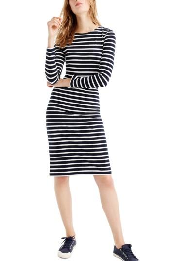 Women's J.crew Stripe Long Sleeve Cotton Dress