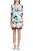 Women's Dolce & Gabbana Hydrangea Print Silk Shift Dress Us / 44 It - Pink