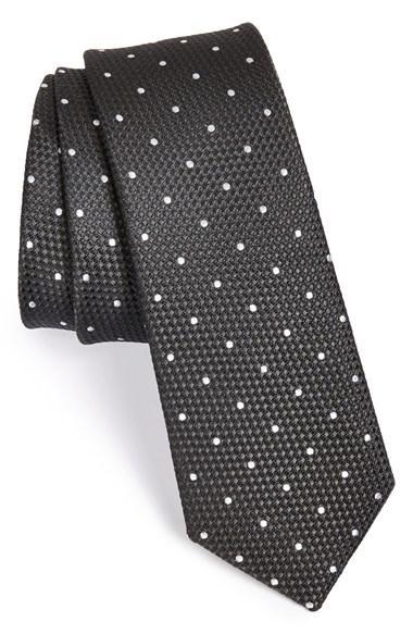 The Tie Bar Woven Silk Tie Charcoal