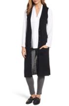 Women's Halogen Long Merino Wool Blend Sweater Vest - Black