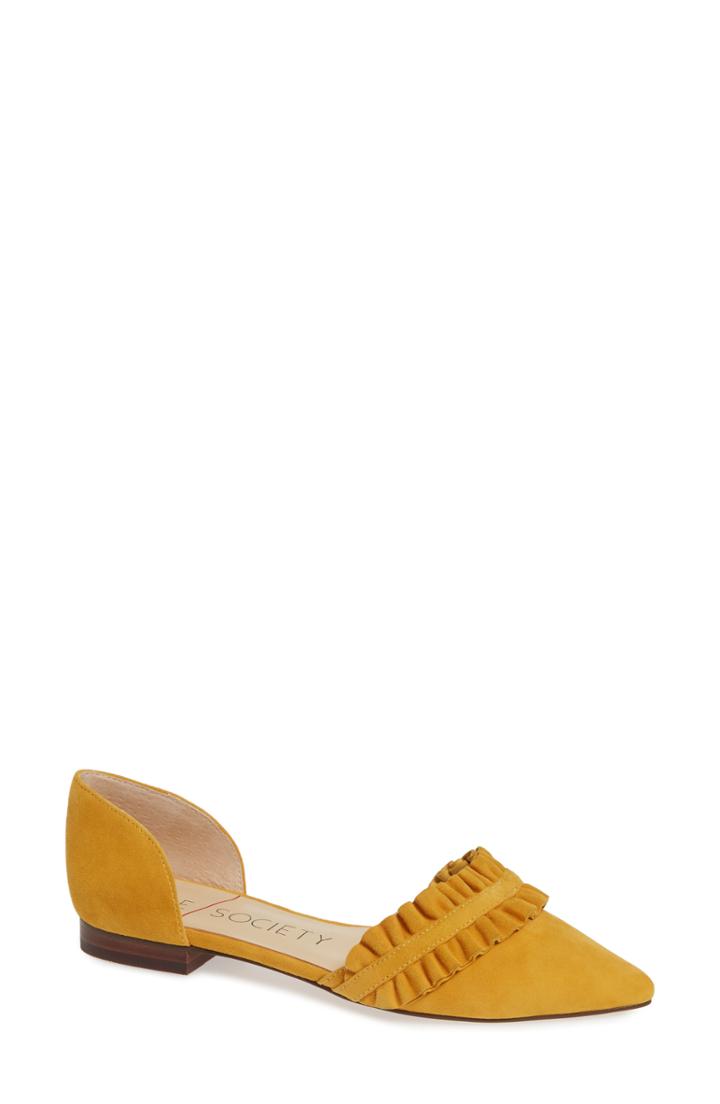 Women's Sole Society Rosalind Ruffle D'orsay Flat M - Metallic
