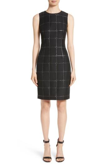 Women's St. John Collection Metallic Jacquard Sheath Dress - Black