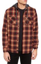 Men's Globe 'alford' Trim Fit Long Sleeve Plaid Hooded Shirt - Brown