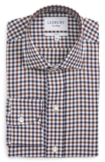 Men's Ledbury Slim Fit Check Dress Shirt - - Brown