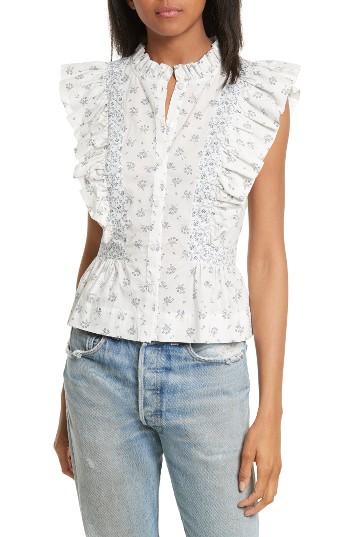 Women's La Vie Rebecca Taylor Ruffled Floral Print Top