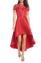 Women's Chi Chi London Lace Yoke High/low Cocktail Dress - Red