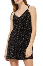 Women's Topshop Glitter Star Velvet Slipdress Us (fits Like 0) - Black