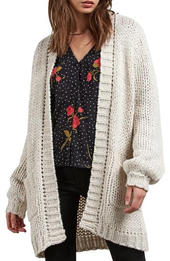 Women's Volcom Knitstix Cardigan /small - Ivory